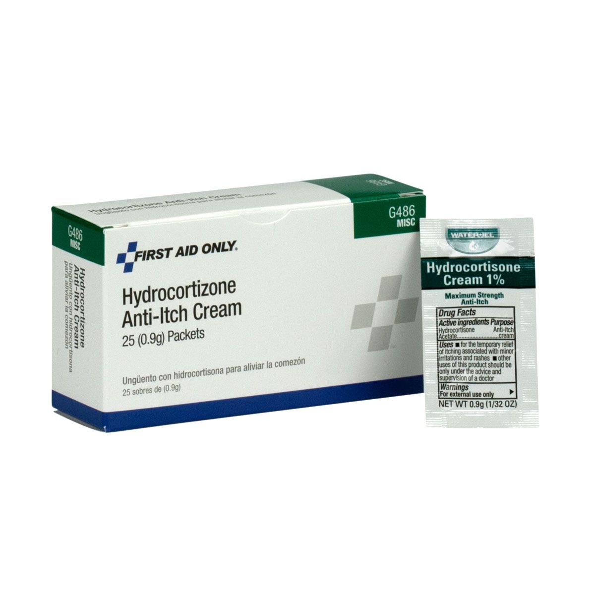 First Aid Only Hydrocortisone Cream 25 Per Box Case of 30 Boxes G486